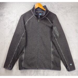 Kuhl Jacket Mens Large Gray Alfpaca Kashmira Full Zip Sweater Thumbholes Hike